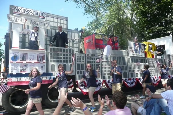 Always the best float in the parade, by the students who stay at RWU over the summer to lead orientations for incoming freshmen.
