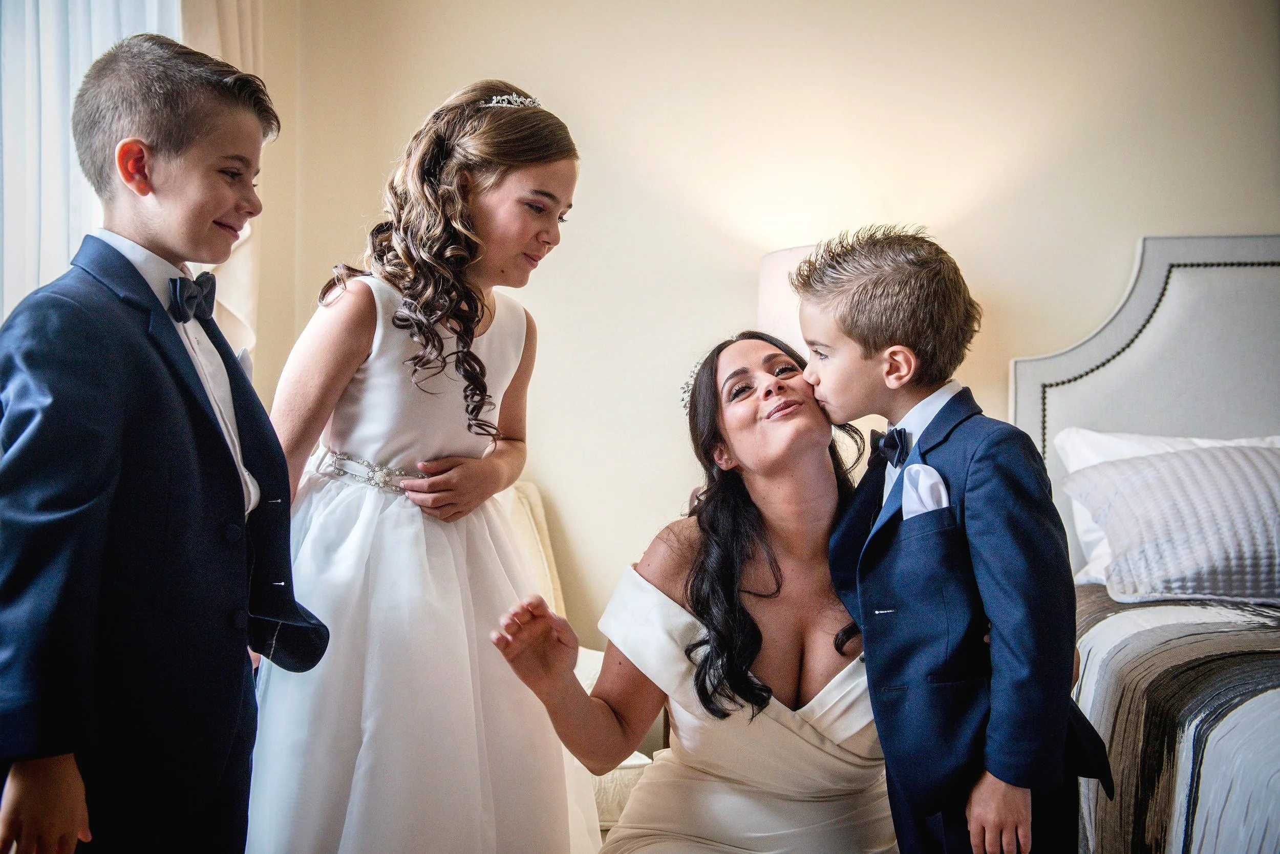 Bride and junior brides maid and ring boys