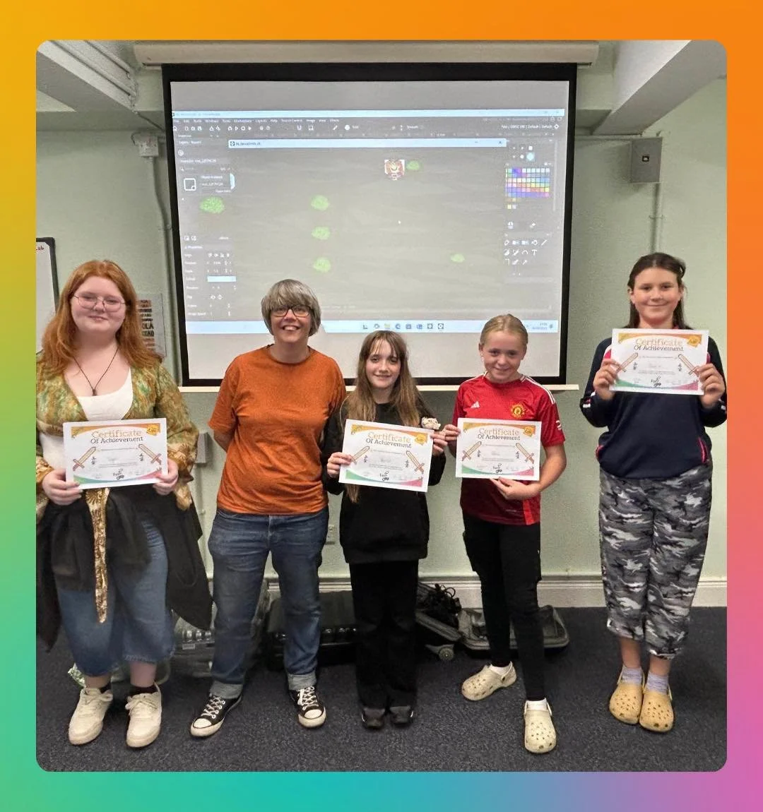 🌟Celebrating our students🌟
Last Tuesday our 4 week long Ctrl, Alt, Create course had its final session…and we’re so proud of what our students have achieved! Here’s a few snaps of some of them! 👏
As part of our celebration we
