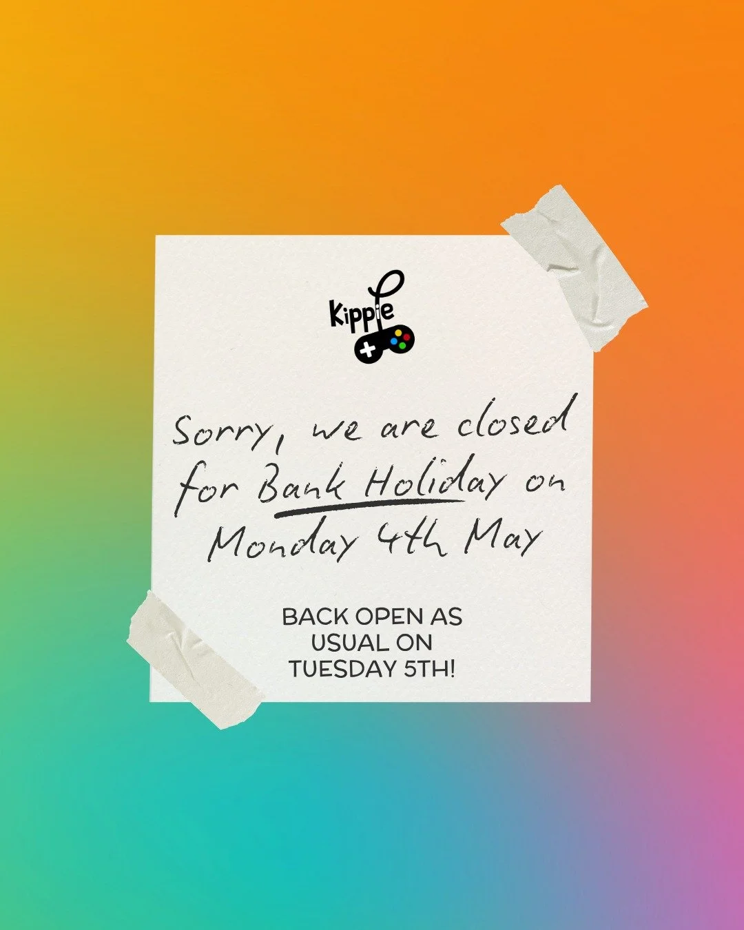 We are closed on📅Monday 4th of May 📅for the bank holiday! 

Hope you all enjoy the long weekend :D!
