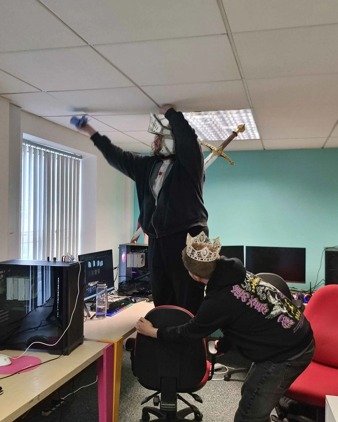 Local hero Shea the brave saves Princess Matthew of Kipptopia from dastardly spider attack!! 🕷🤺