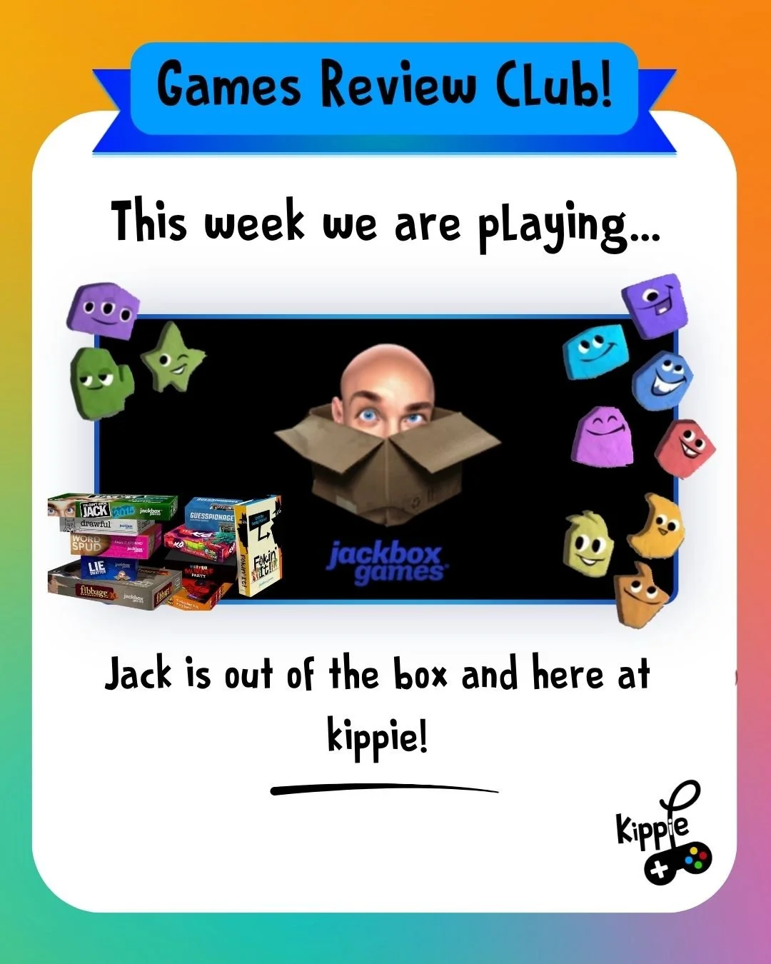 Games Review club!
The game of the week is JackBox Party Pack!
The Jackbox Party Pack is a series of digital party games designed for group play using personal devices, offering a mix of trivia, drawing, and humour-based mini-games!
📅Wednesday 3rd J