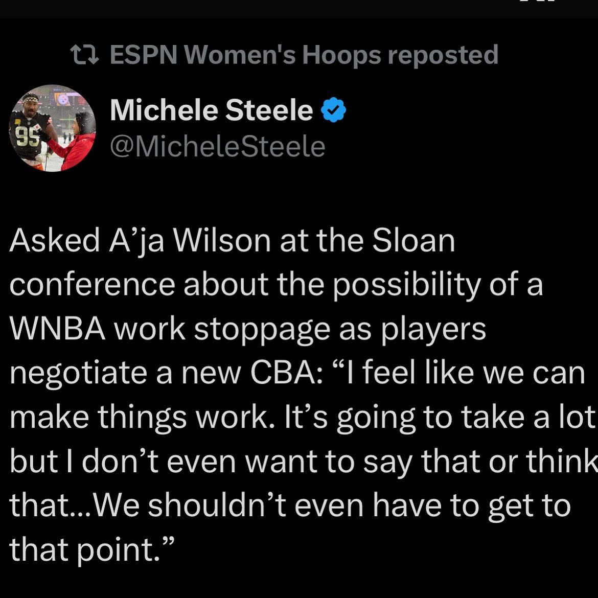 Some WNBA players are talking about a work stoppage, A&rsquo;ja Wilson isn&rsquo;t there yet...