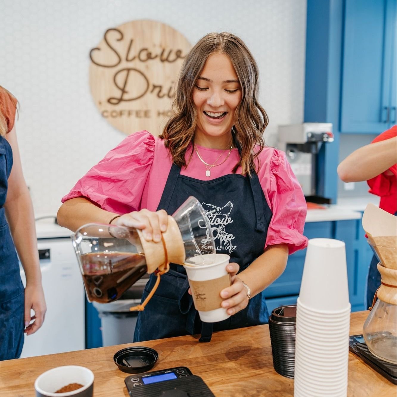 We're this happy to pour you a cup of free coffee this morning. 
Slow Drip happening this morning from 8-11am in the Fireside Cafe.