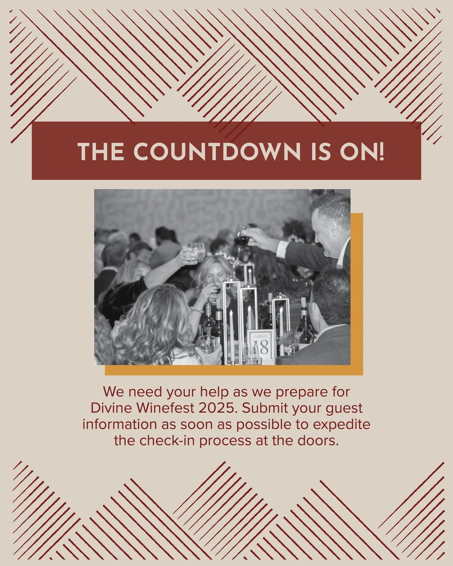 🍷 Divine Winefest 2025 is almost here! Submit your guest info now to shorten your time at registration when you arrive at Divine Winefest. Email Aidan Setter at asetter@kucatholic.org with all your guest information! 📝✨
#DivineWinefest #KUCatholic