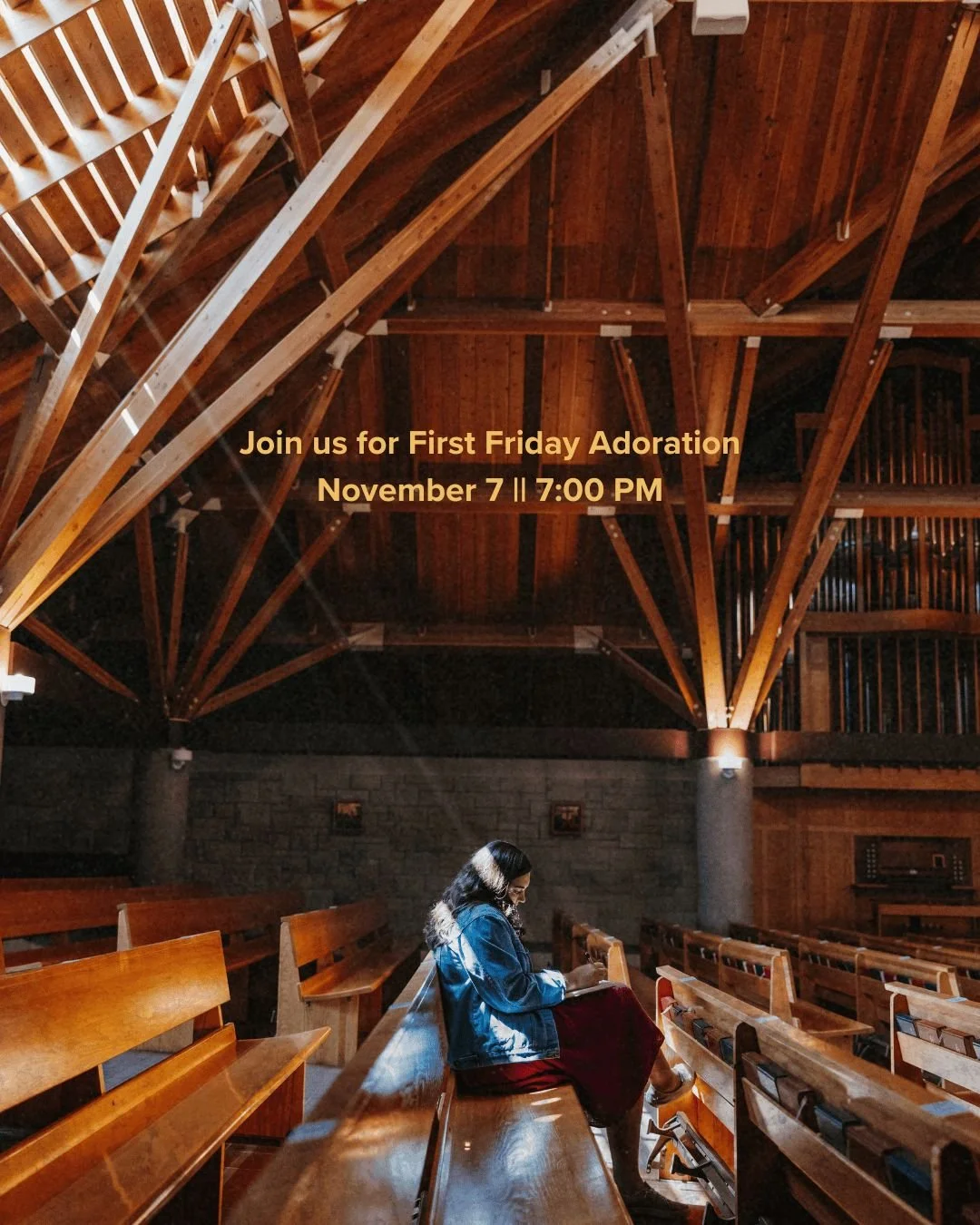 Invite a friend and come spend some time with Jesus tomorrow for First Friday! 

📅  November 7, 2025
⏰ 7:00 PM 
📍St. Lawrence Center Chapel