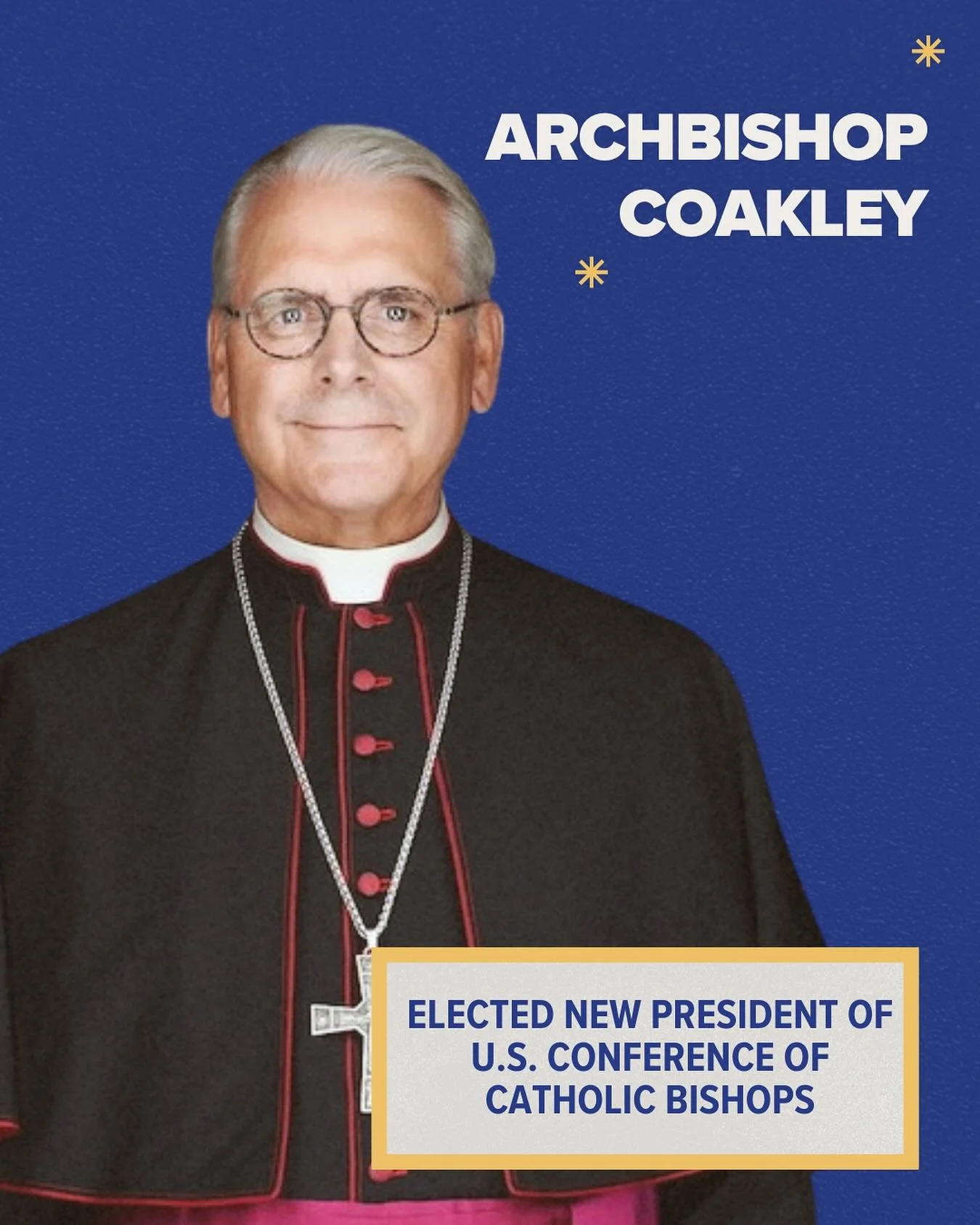 He&rsquo;s a Jayhawk! Today, we rejoice and commit to prayer for Archbishop Paul Coakley, the newly-elected President of the US Conference of Catholic Bishops (USCCB)! 

Archbishop Coakley is a KU graduate (Class of 1977), and the current Archbishop 