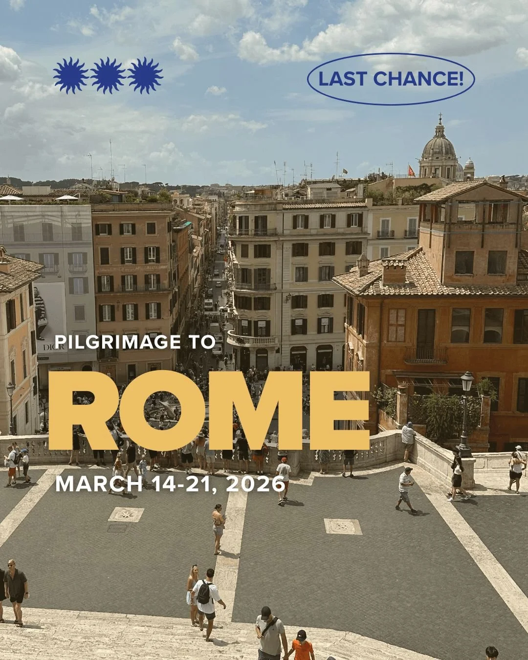 We are headed to Rome for Spring Break and we want you to join us!

Come and see the heart of our Catholic faith as we tour countless holy and historic sites. Cost is $1,500 + Airfare. Spots are limited, click the link in bio to apply now!