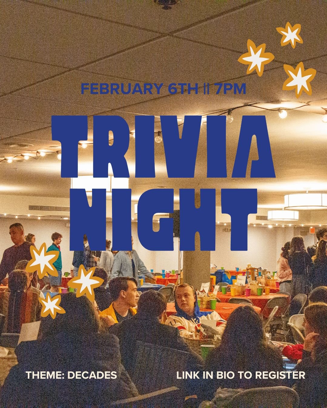 From ancient times to the 2000s, Trivia Night is going through the decades! ✨ Dress the part, decorate your table, and come ready to compete! 

Spots fill fast so sign up before we're full! 

📅 Friday, February 6th @ 7PM
🍽️ Free food + drinks (21+)