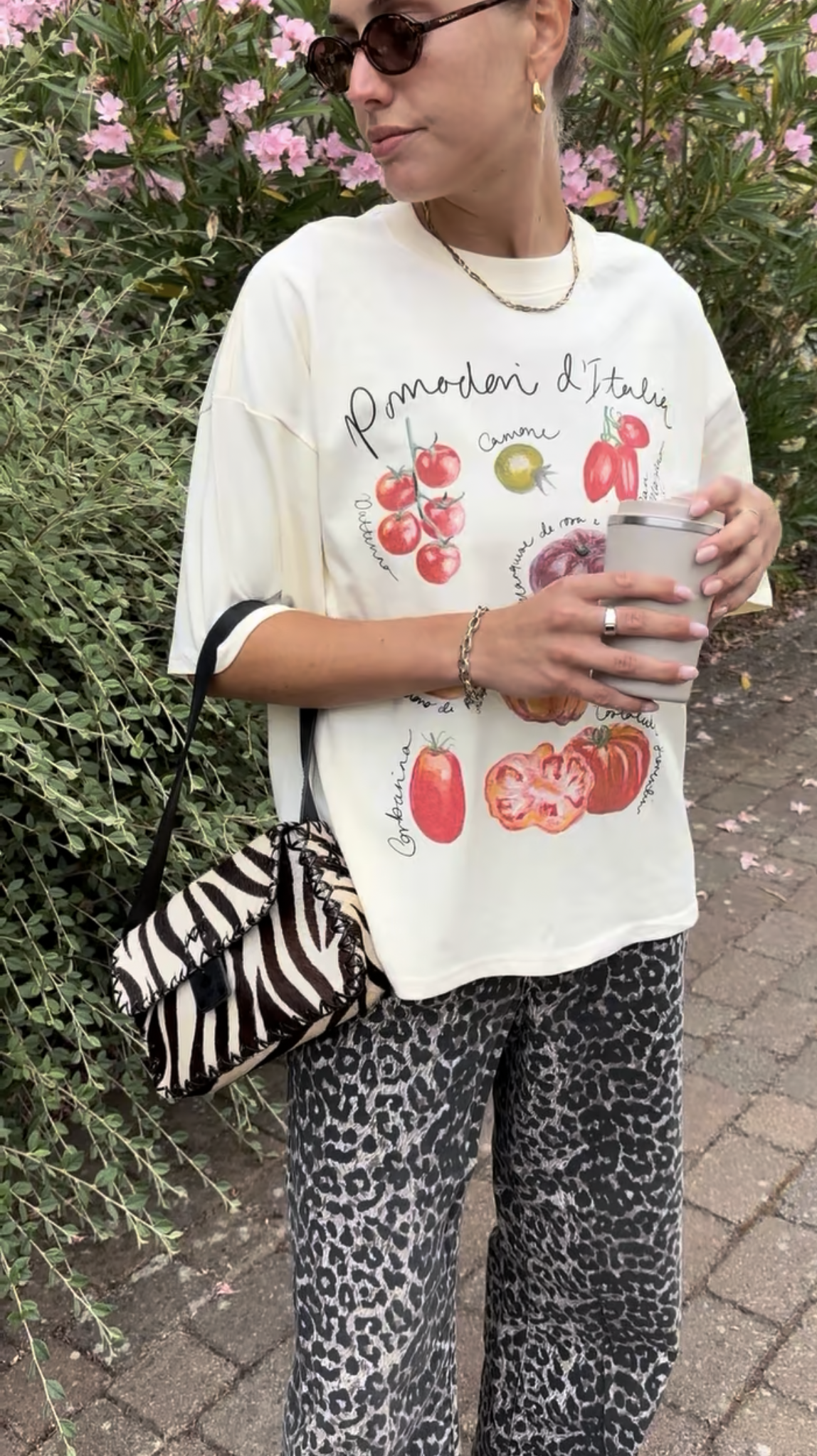 ‘Tomatoes of Italy’ Illustrated Organic Cotton Oversized Boxy Cropped T-Shirt | Hand-Painted Graphic Tee