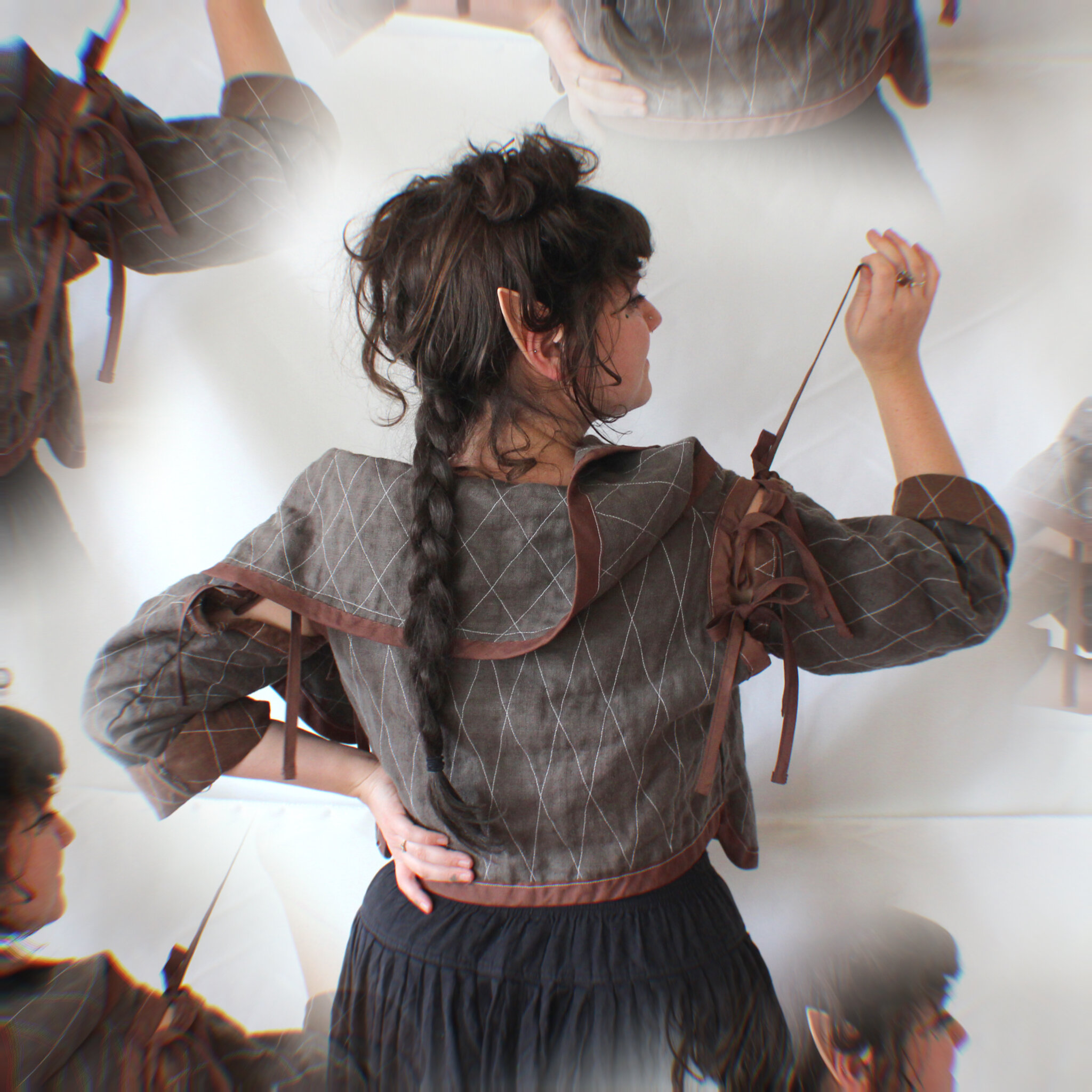 SPACEPORT JACKET: brown linen + detachable sleeves 