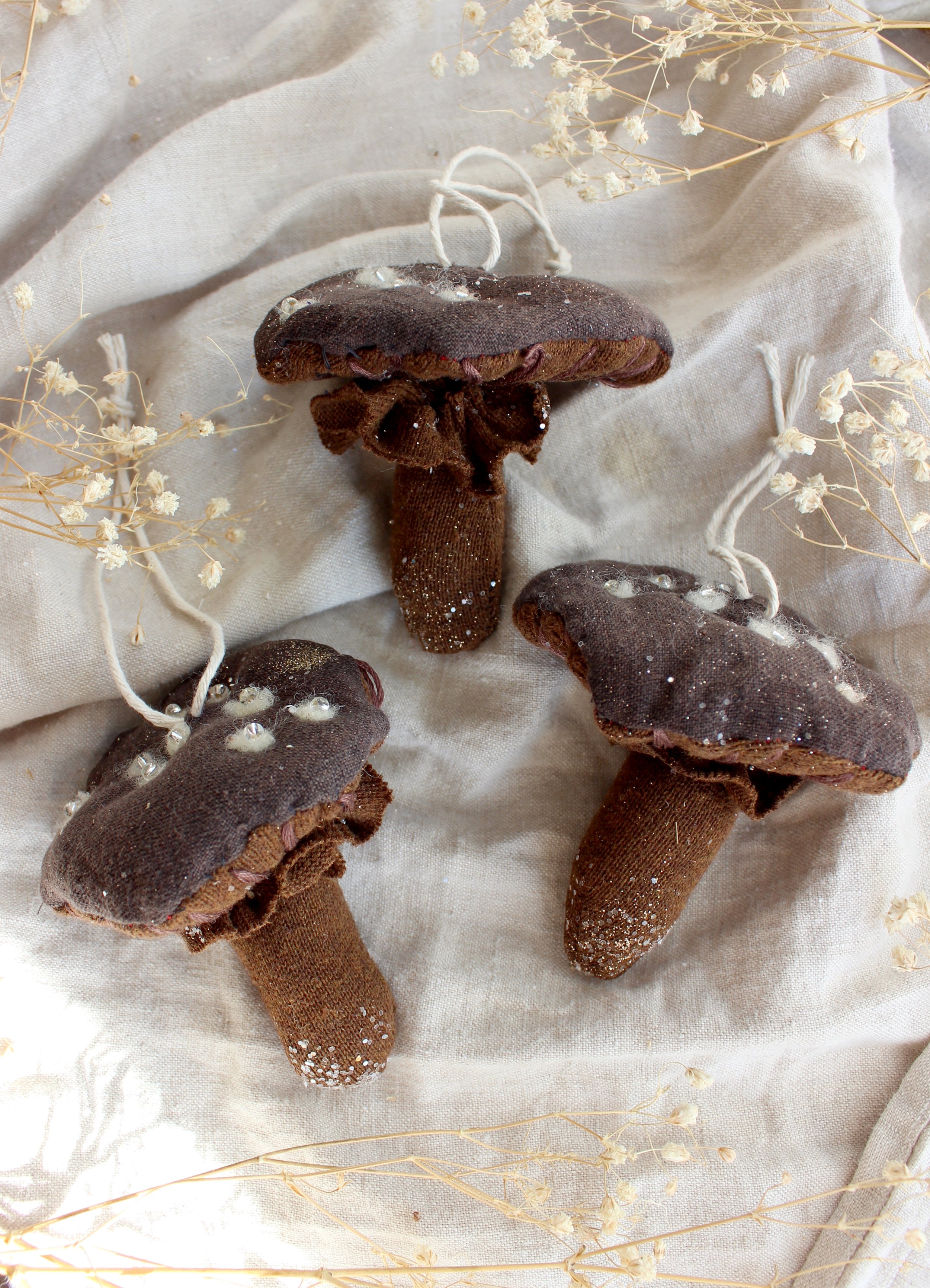 BROWN mushroom ornament
