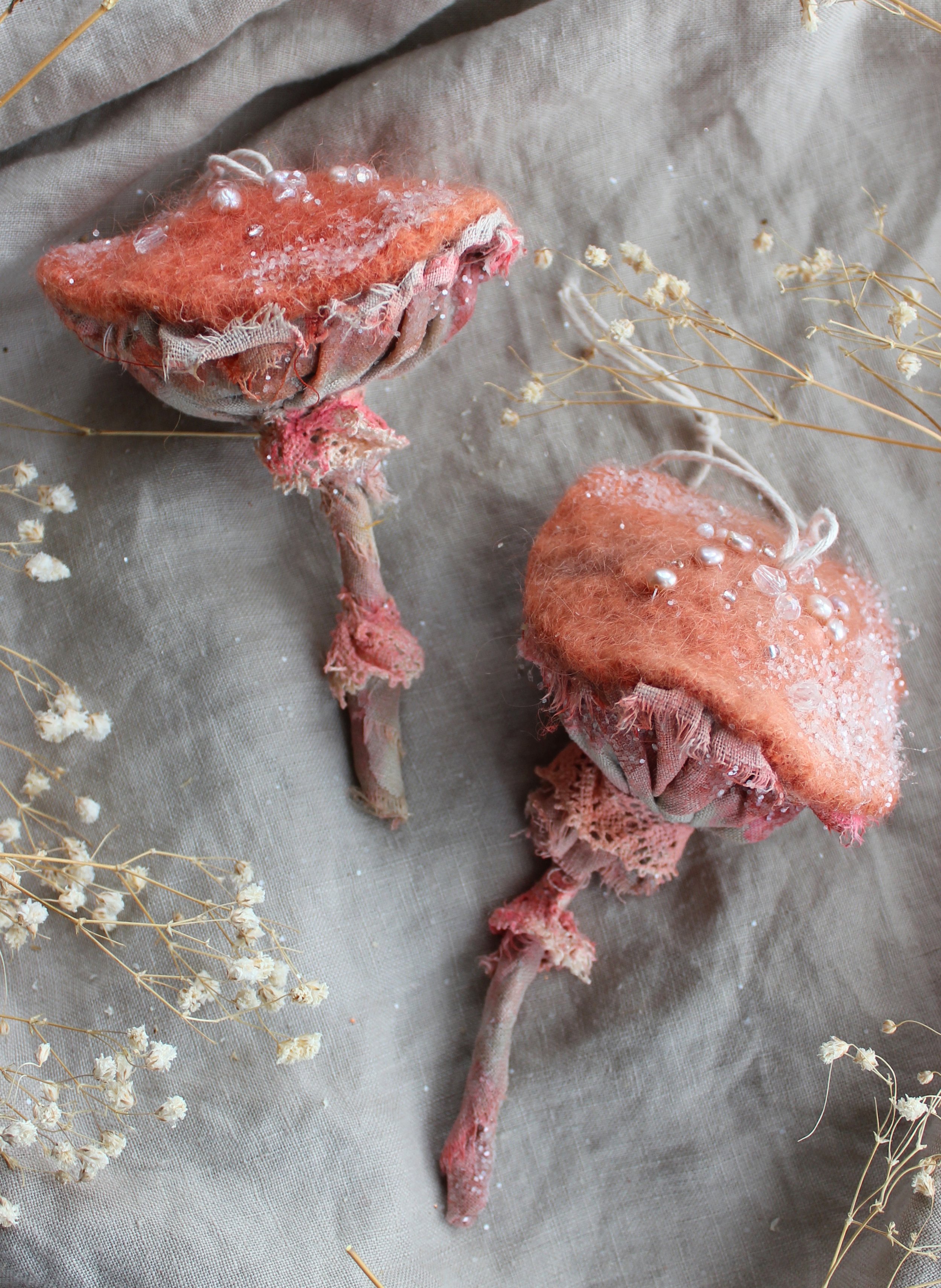 blush MOHAIR felt ornament