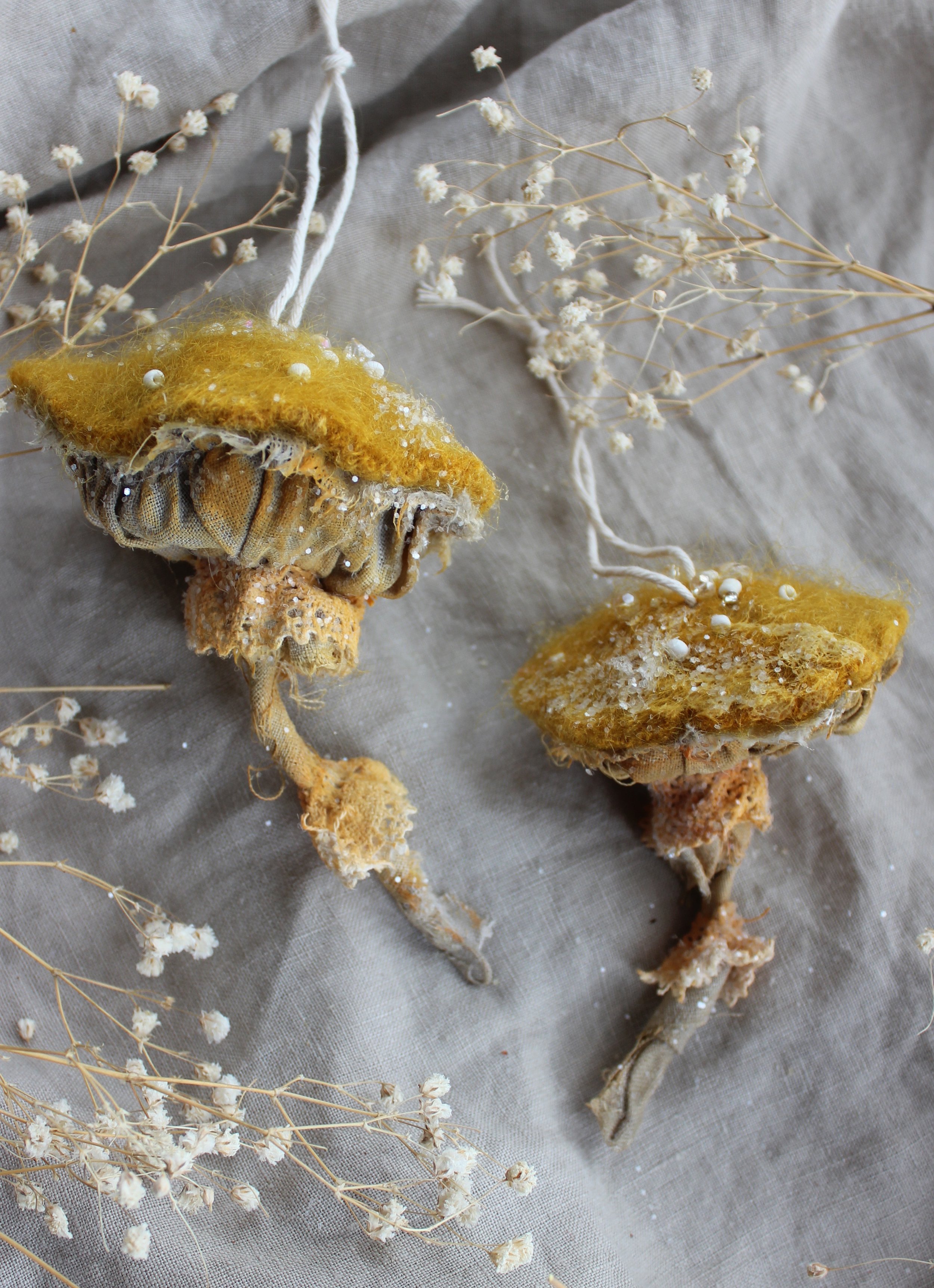 mustard MOHAIR felt ornament