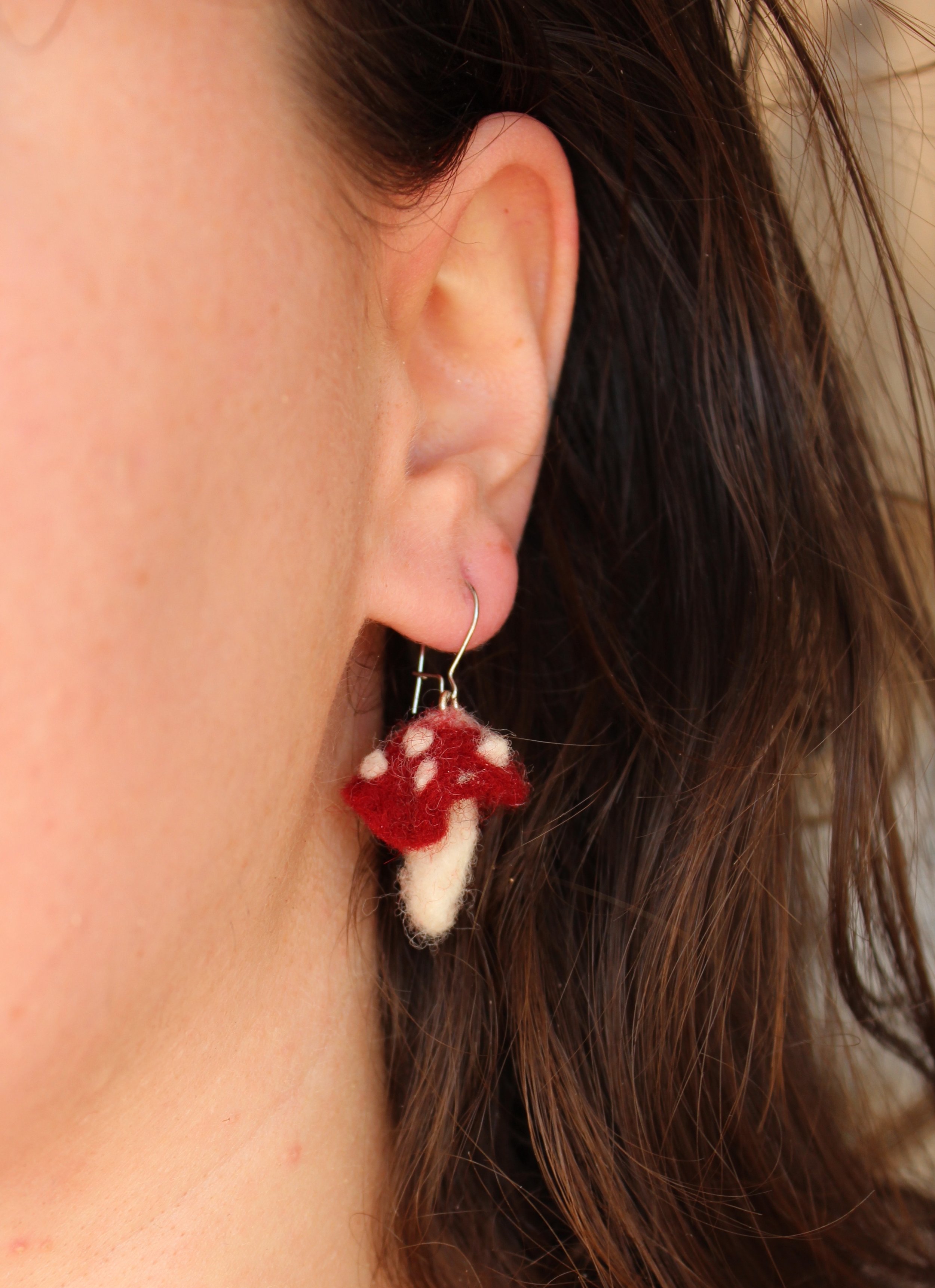 felted mushie earrings