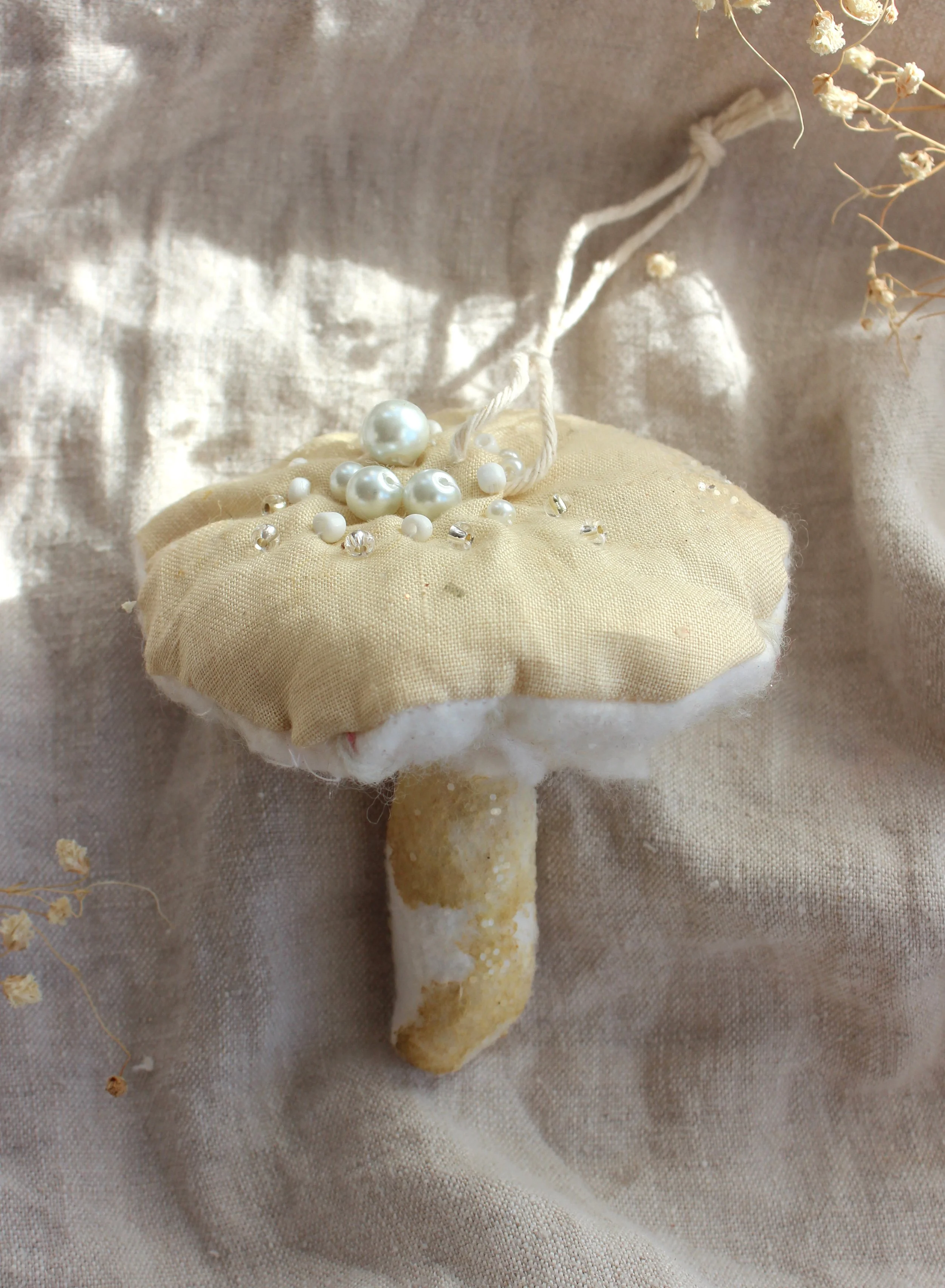 IVORY mushroom ornament 