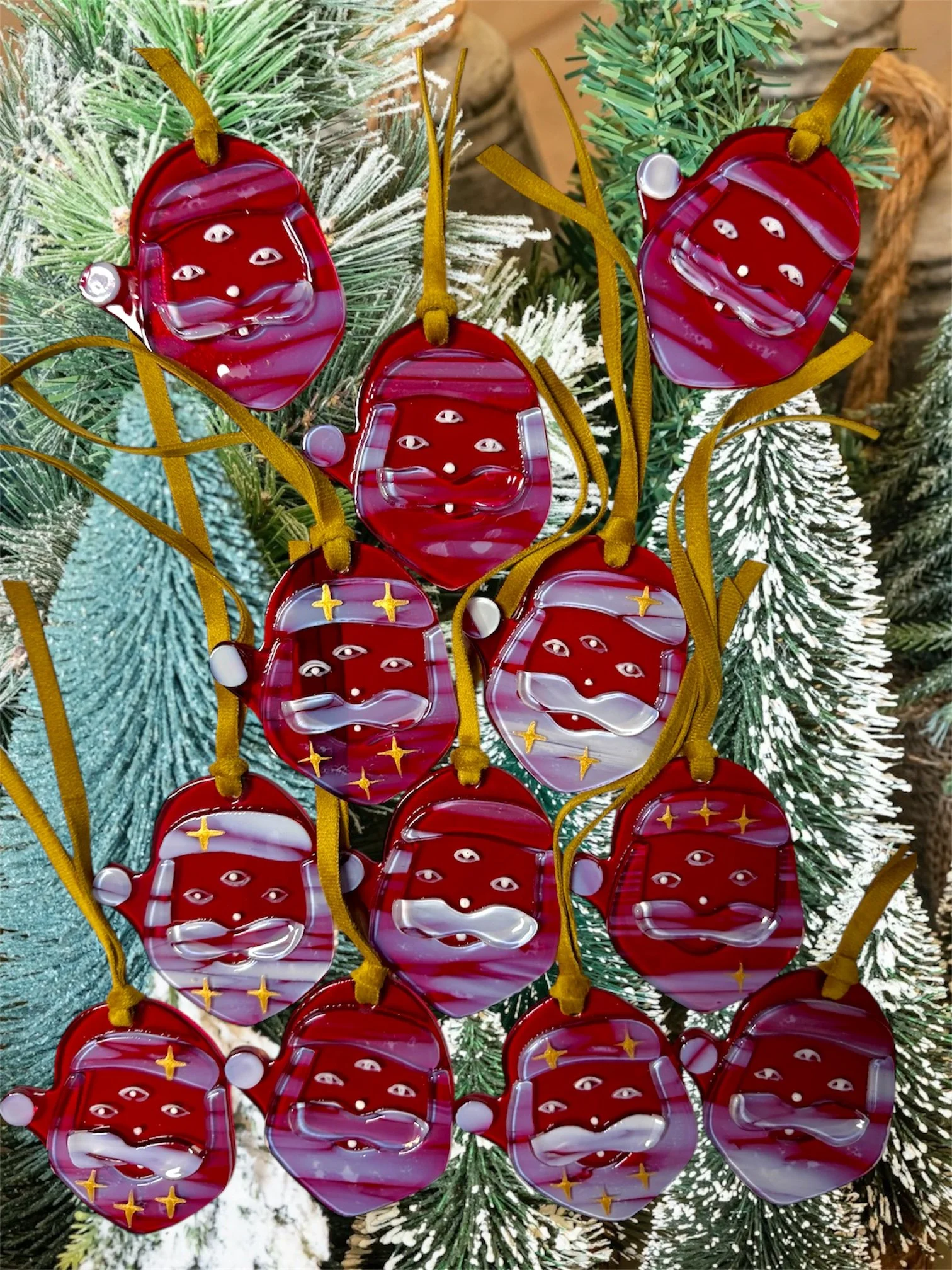 Vintage Santa Head Fused Ornament
