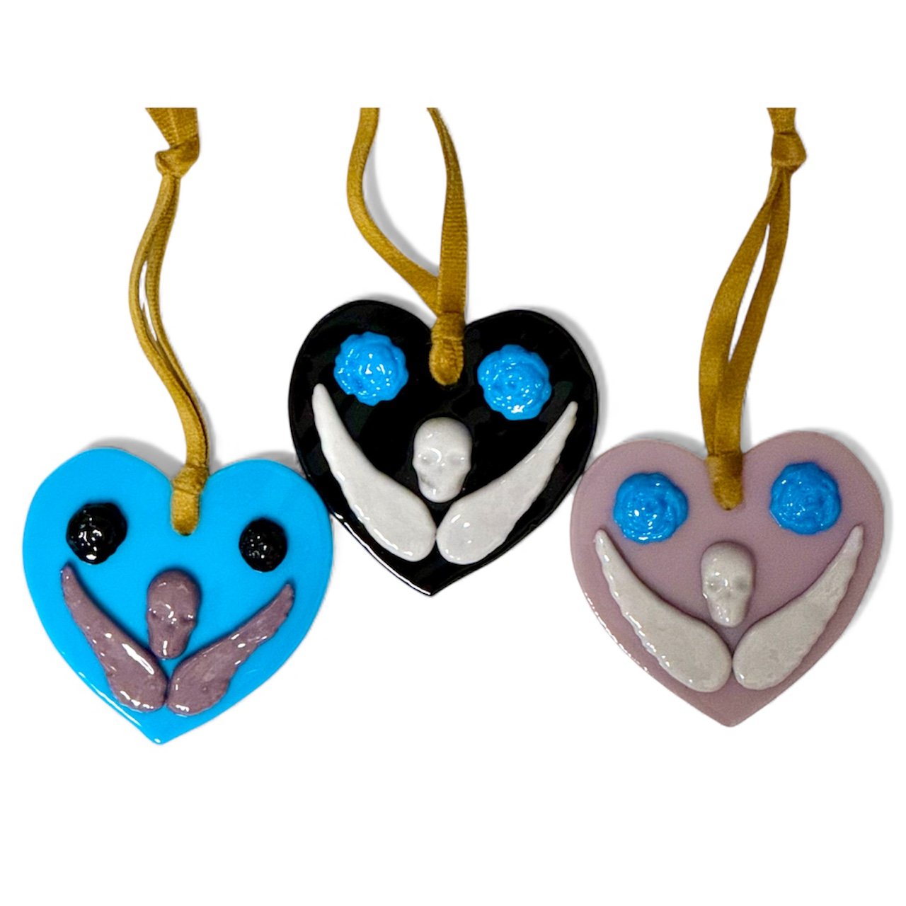Heart Shaped Winged Skull Ornament