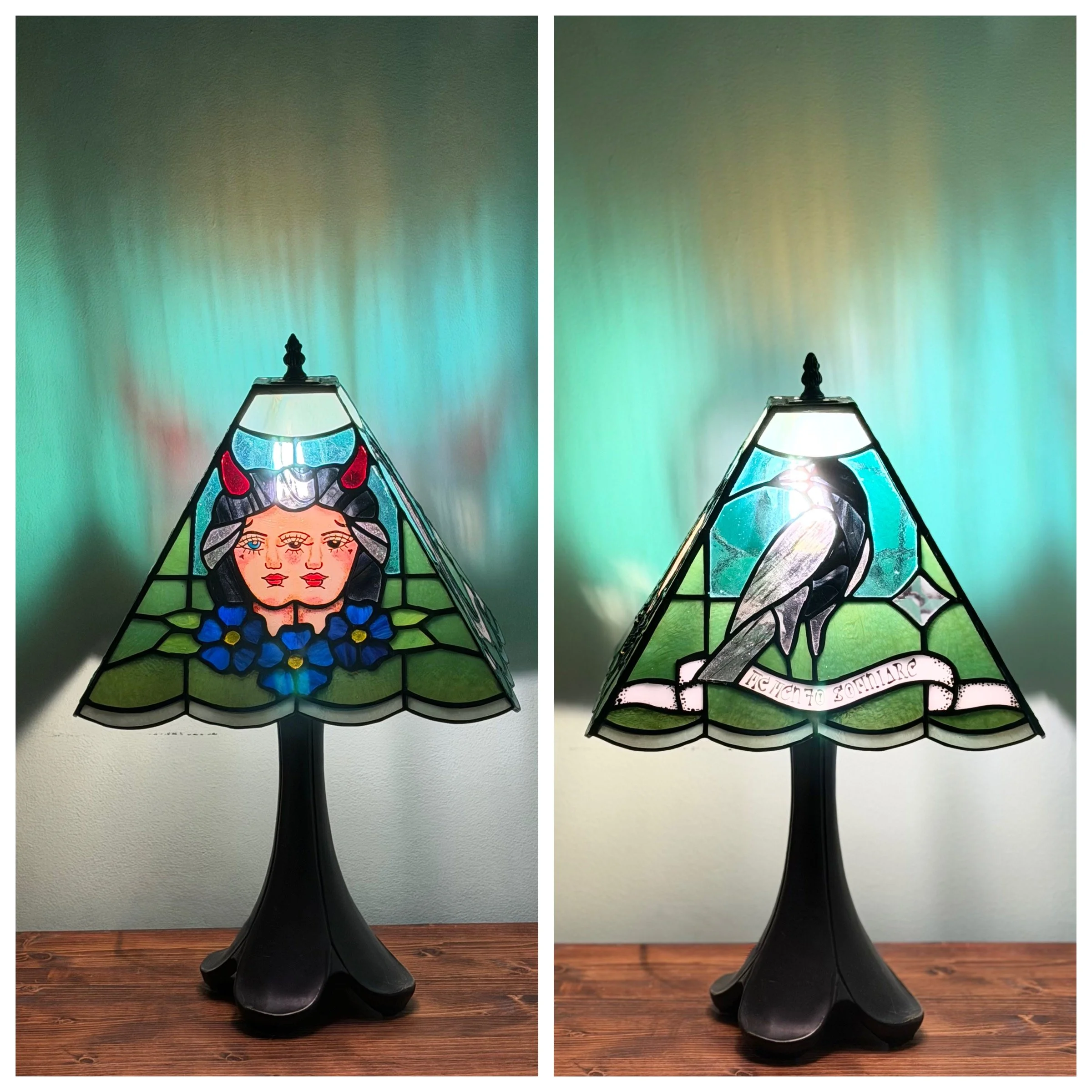 The Siren and The Crow lamp lit (Copy)