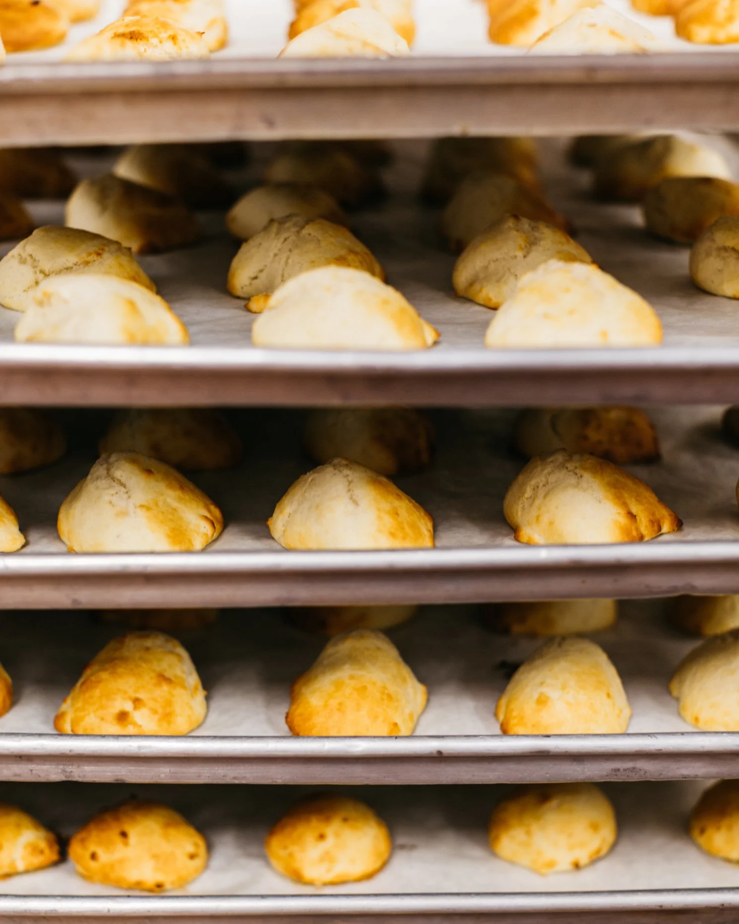 Baked scones on baking racks