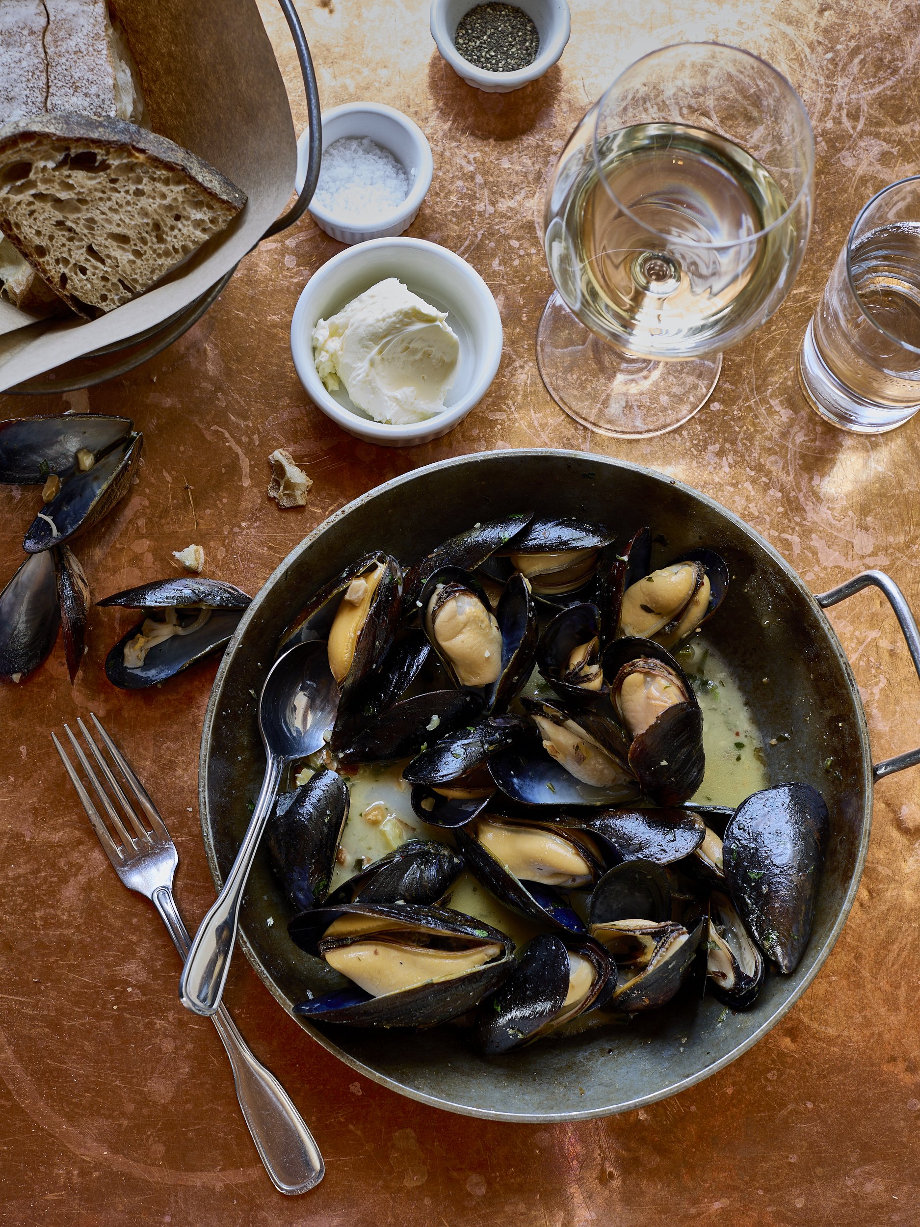 Mussels Mariniere on Copper Table.jpg