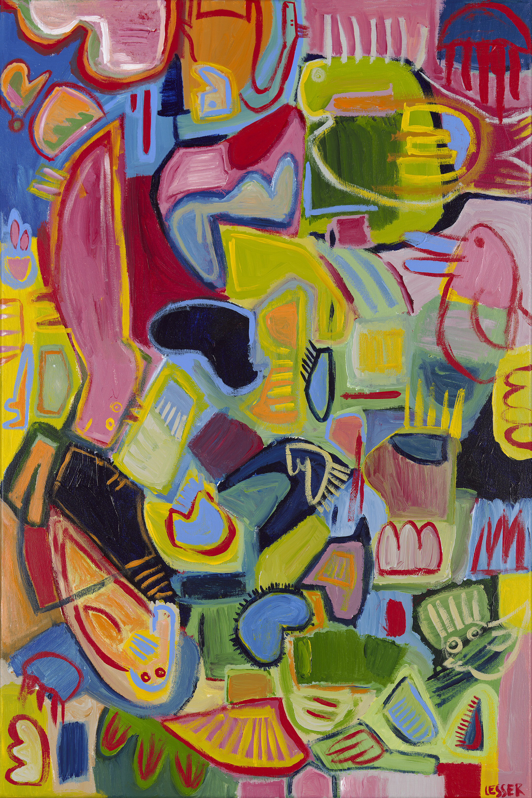 Space Hippo, acrylic on canvas, 24x36"