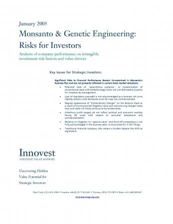 Monsanto &amp; Genetic Engineering: Risk for Investors