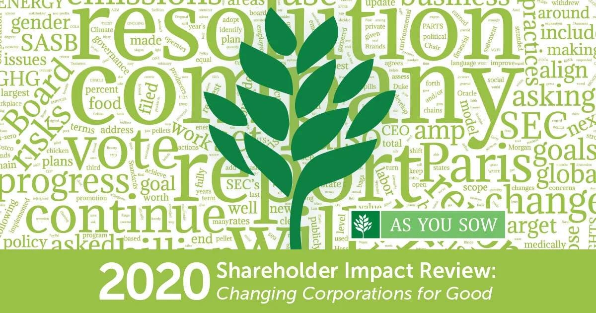 As You Sow Releases 2020 Shareholder Impact Report