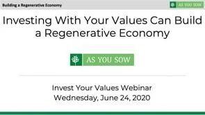 Webinar: 2020, Investing With Your Values Can Build a Regenerative Economy