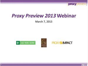 Webinar: 2013, Proxy Preview