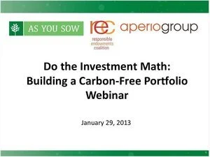 Webinar: 2013, Do the Investment Math