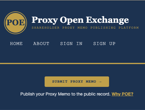 Shareholders Launch Proxy Open Exchange (POE) in Response to SEC Restrictions on EDGAR Exempt Solicitation Postings&nbsp;
