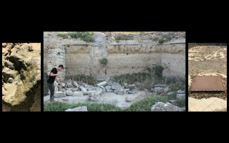 Brett Swenson, La/vora (work/void), still from 3 channel video, 2015