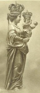a drawing of the Queen of Peace, showing her hair style