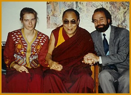 Ella Rozett with His Holiness the Dalai Lama and Michael von Brueck in 1990.