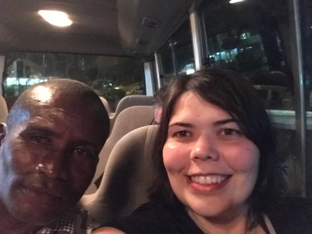  Solomon and me on the bus waiting to go to the ferry 