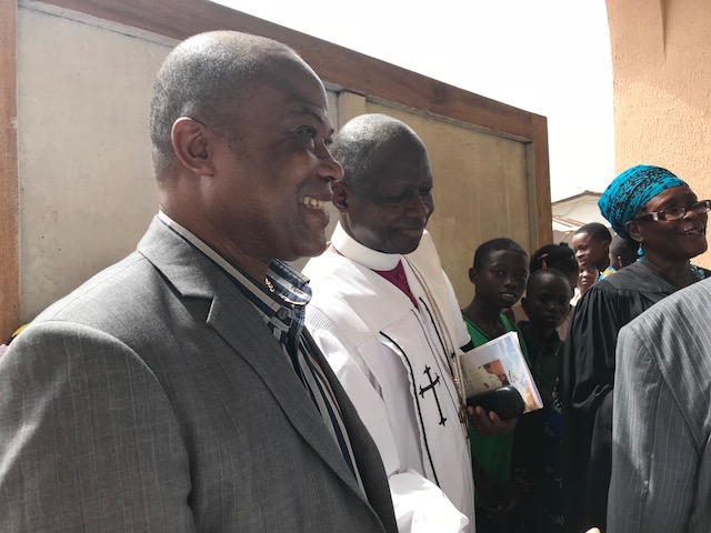  Bishop John K Yambasu (center in white) preached the sermon this morning. &nbsp;It was fiery and so so good. &nbsp;I like him a lot. 