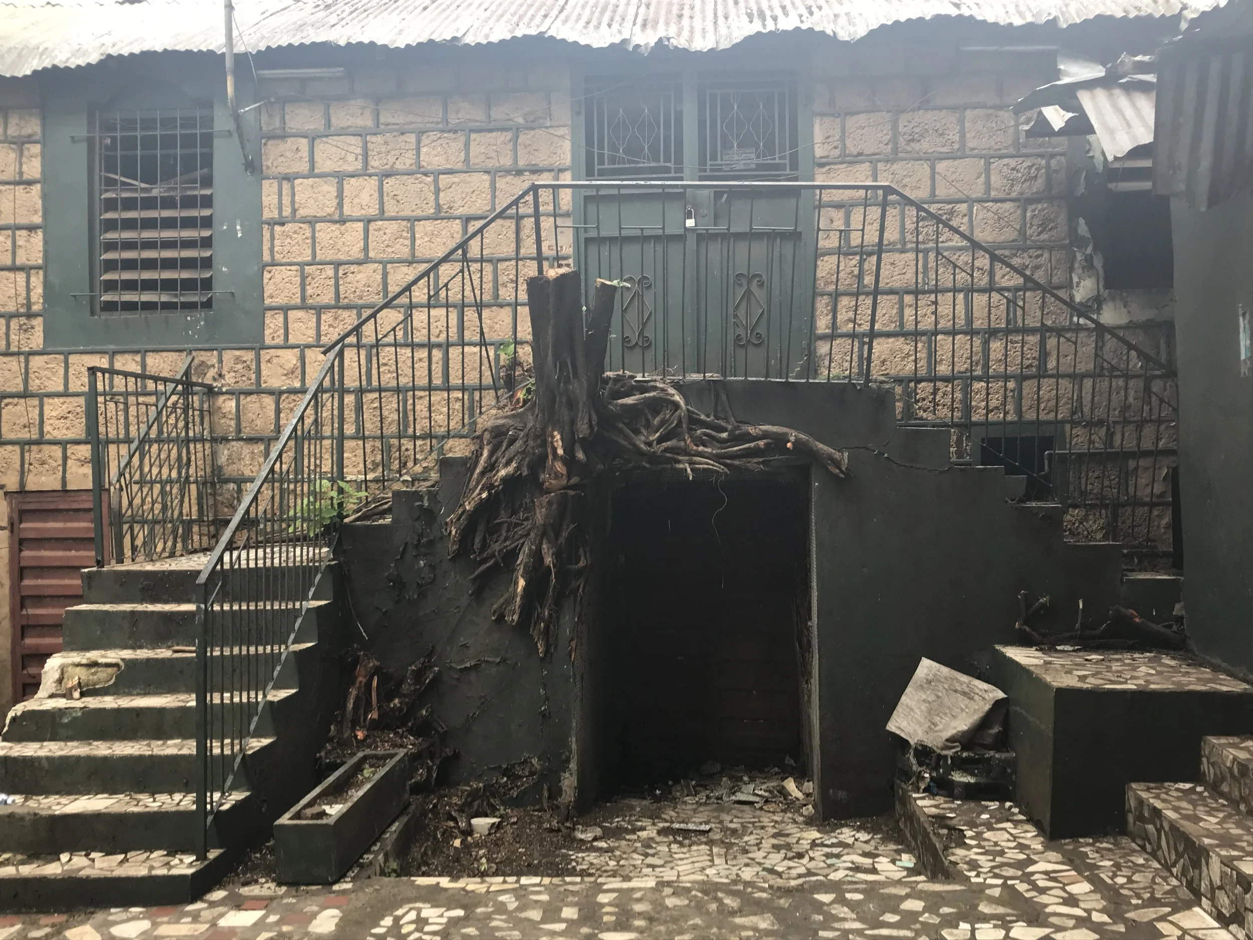 Outside the entrance for the Conference Chancellor's office in downtown Freetown