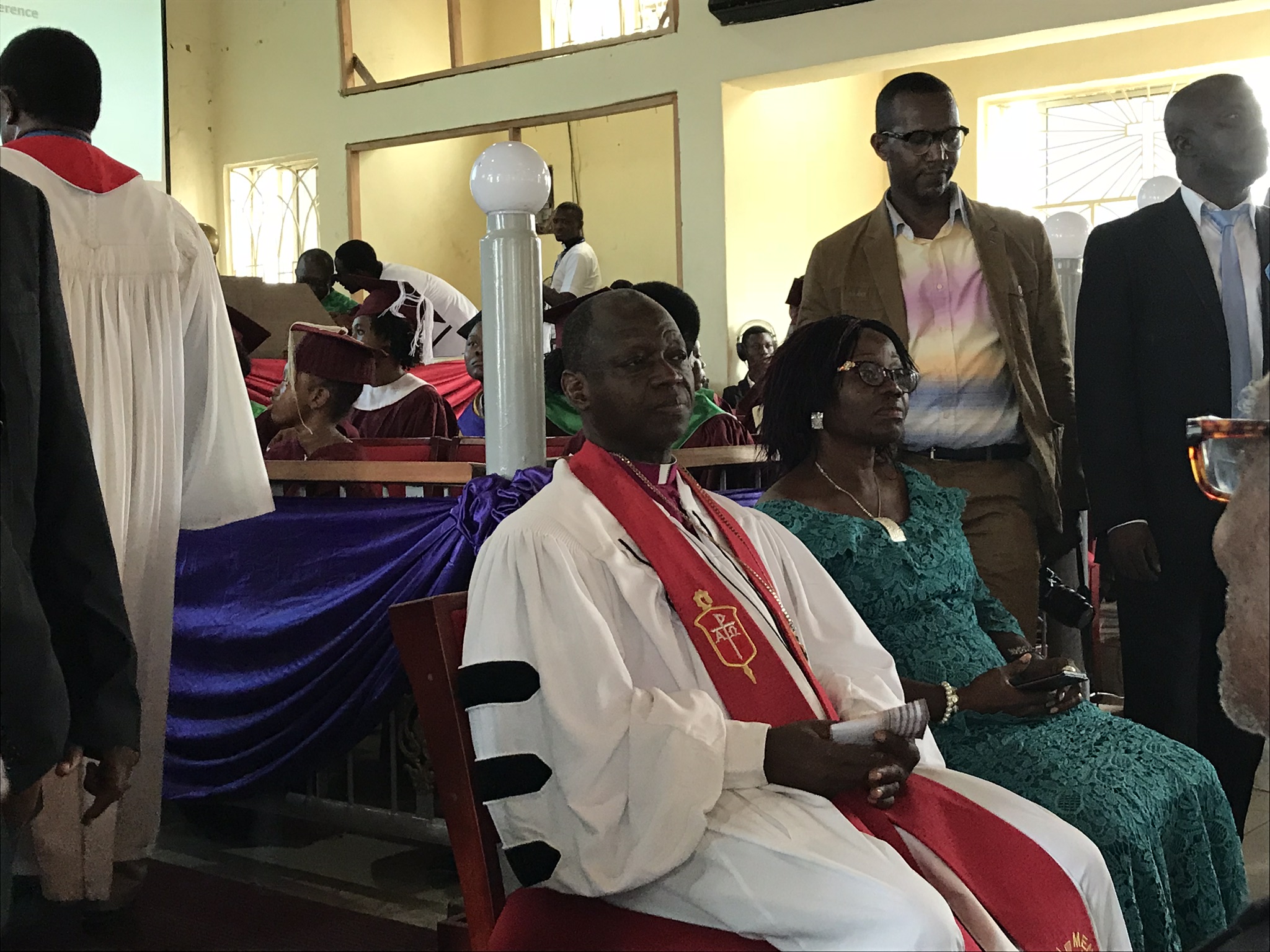  The Bishop and his wife Mrs. Yambasu receive their appreciation gifts. 