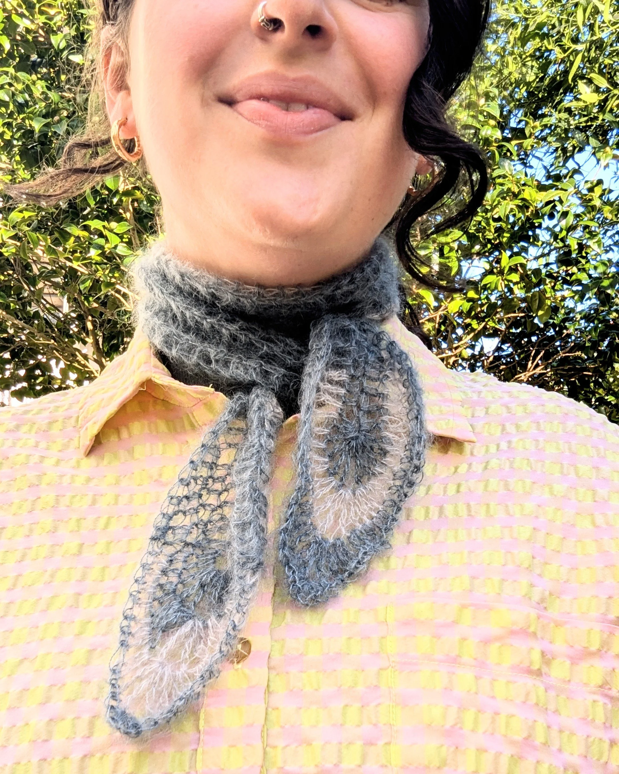 Neckerchief grey blue small scarf mohair silk.jpeg