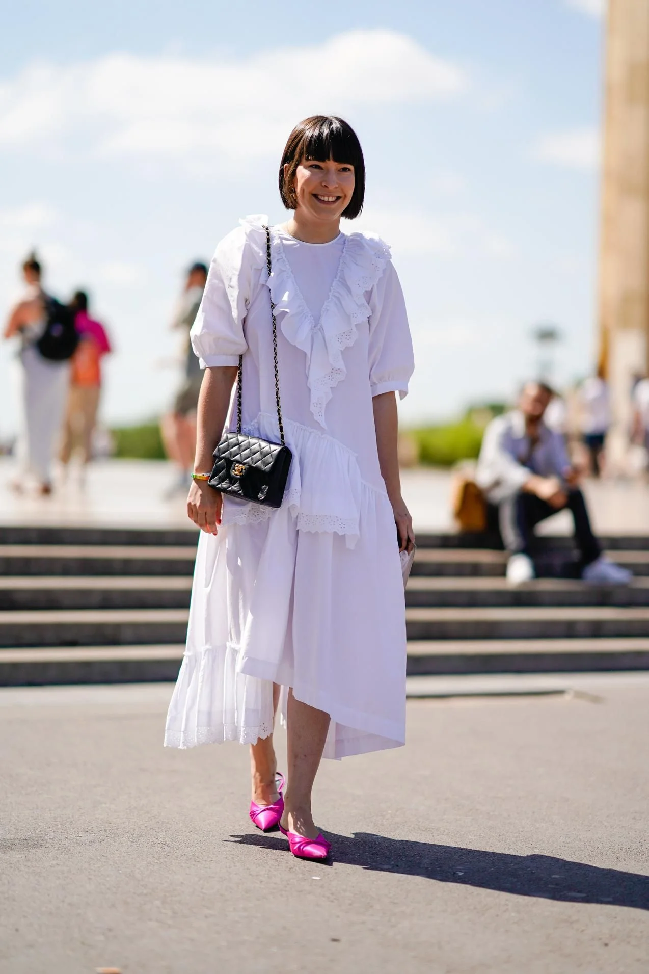 Clara Cornet of Galeries Lafayette wears a Simone Rocha nightgown-ish dress in Paris. PHOTO: GETTY IMAGES c/o The Wall Street Journal