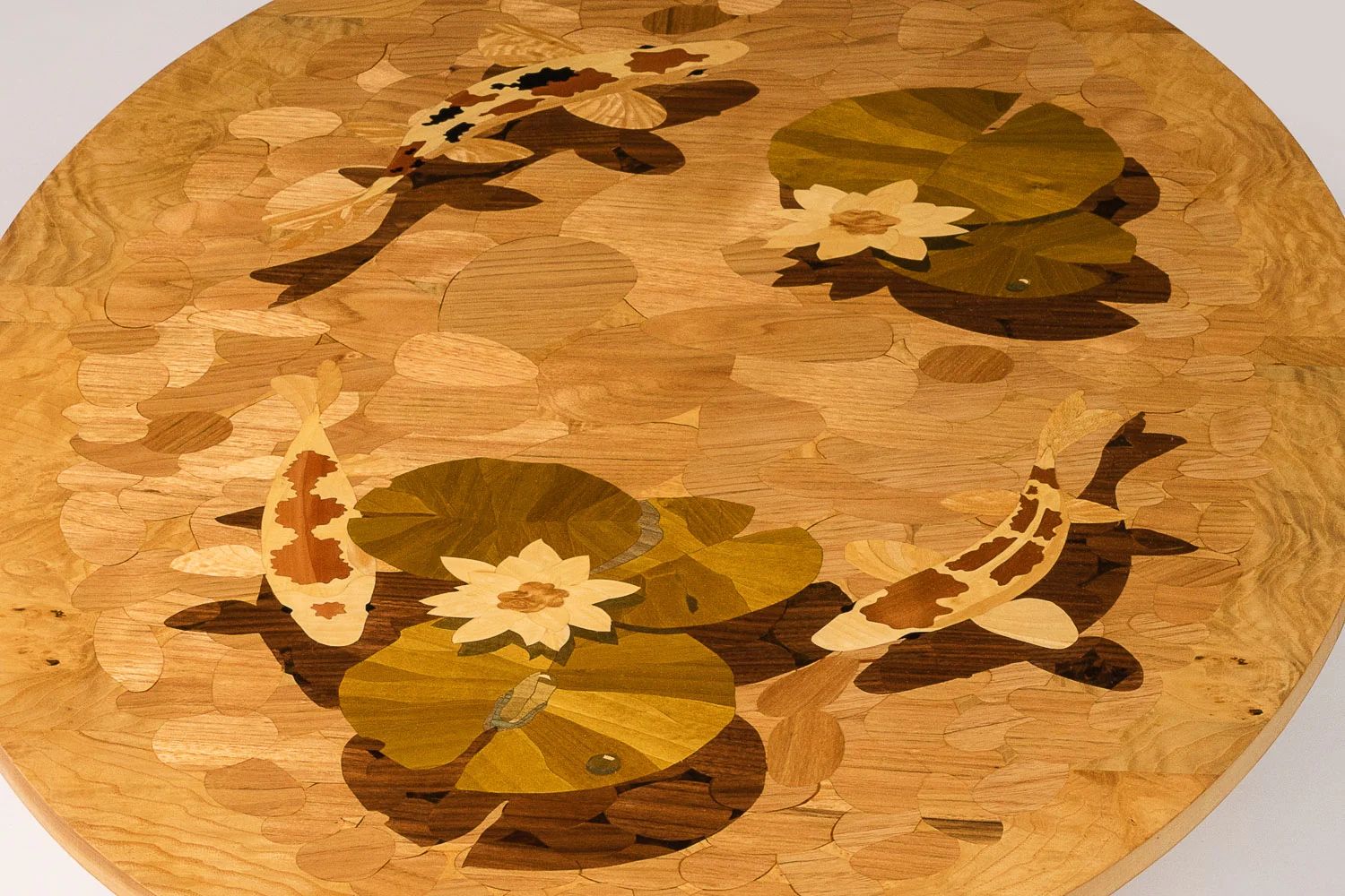 Koi Pond Coffee Table - Marquetry Detail 1