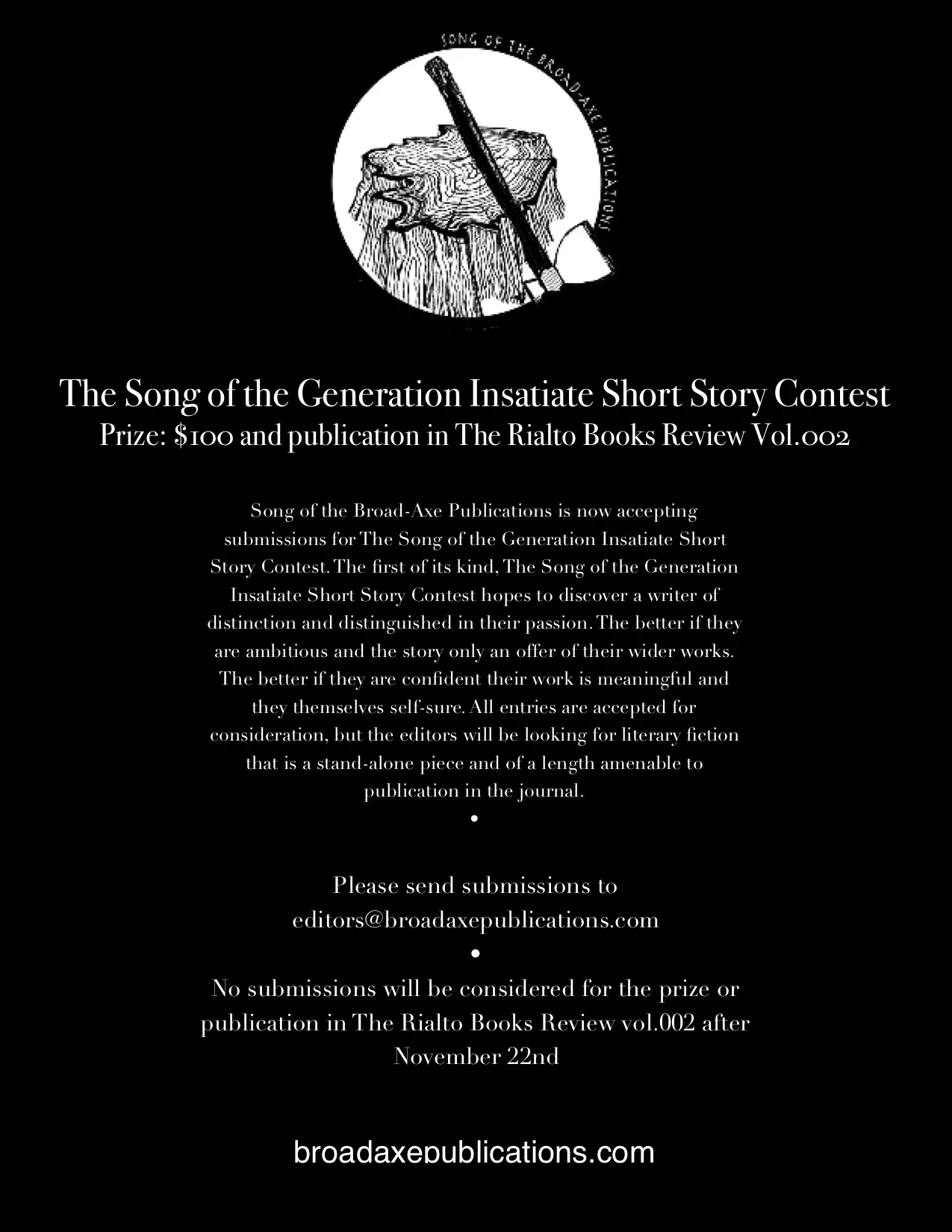 The Song of the Generation Insatiate Short Story Contest