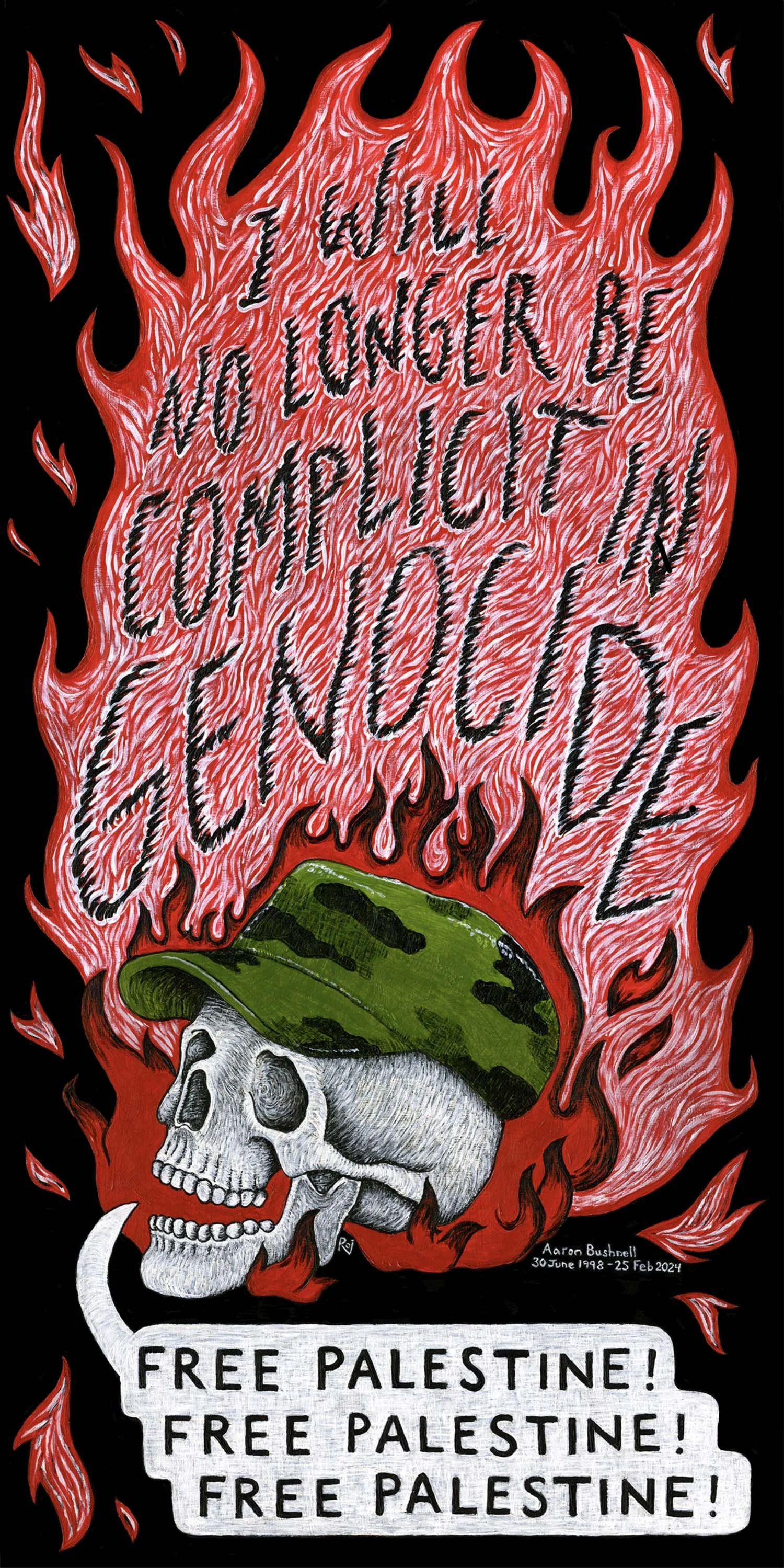 "An Extreme Act of Protest”
acrylic on wood panel