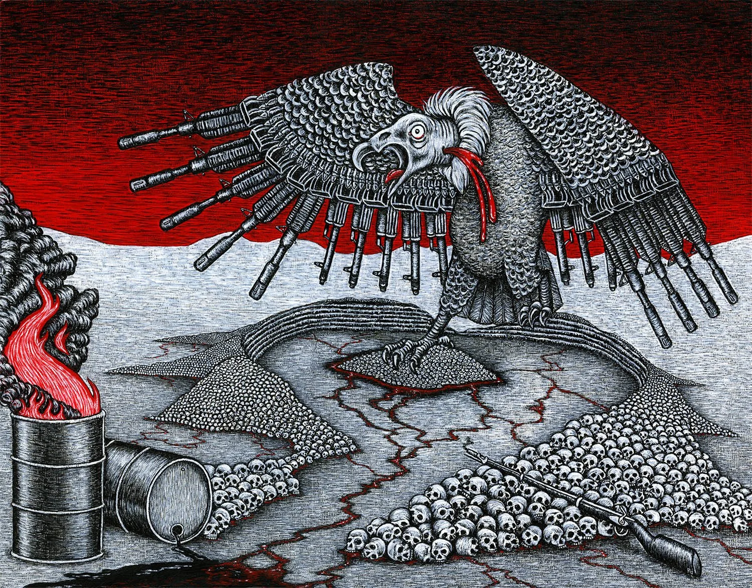 “Coming Home to Roost”
acrylic on wood panel