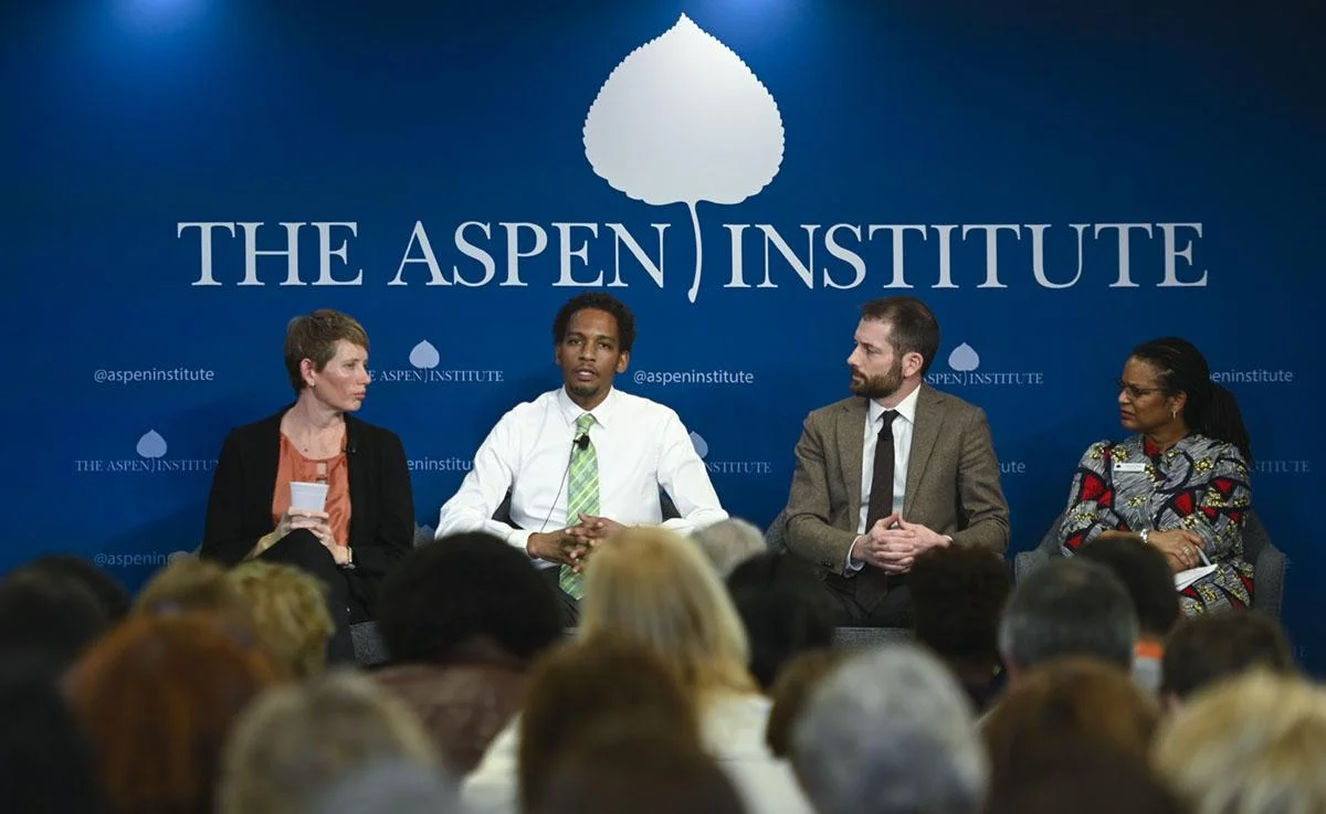 From left to right: panelists sarah watamura, randall baylor, matthew biel, and Marjorie sims (moderator)