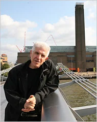 The artist Bill Fontana on the Millennium Bridge in London, which links the Tate Modern to St. Paul's Cathedral. Credit Photographs by Jonathan Player for The New York Times