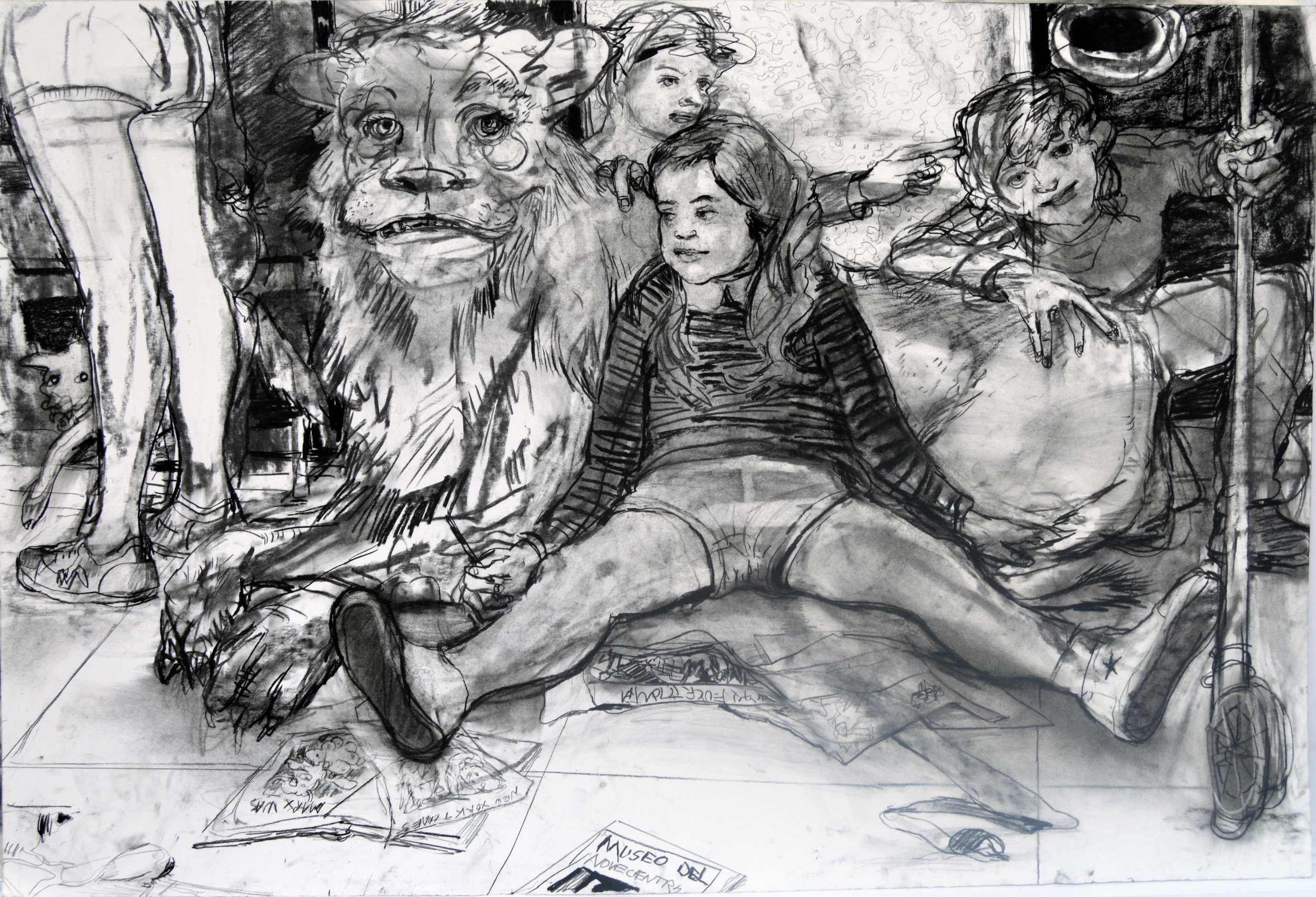 Reading Club?  28 by 40 inches charcoal on paper 2017.jpg