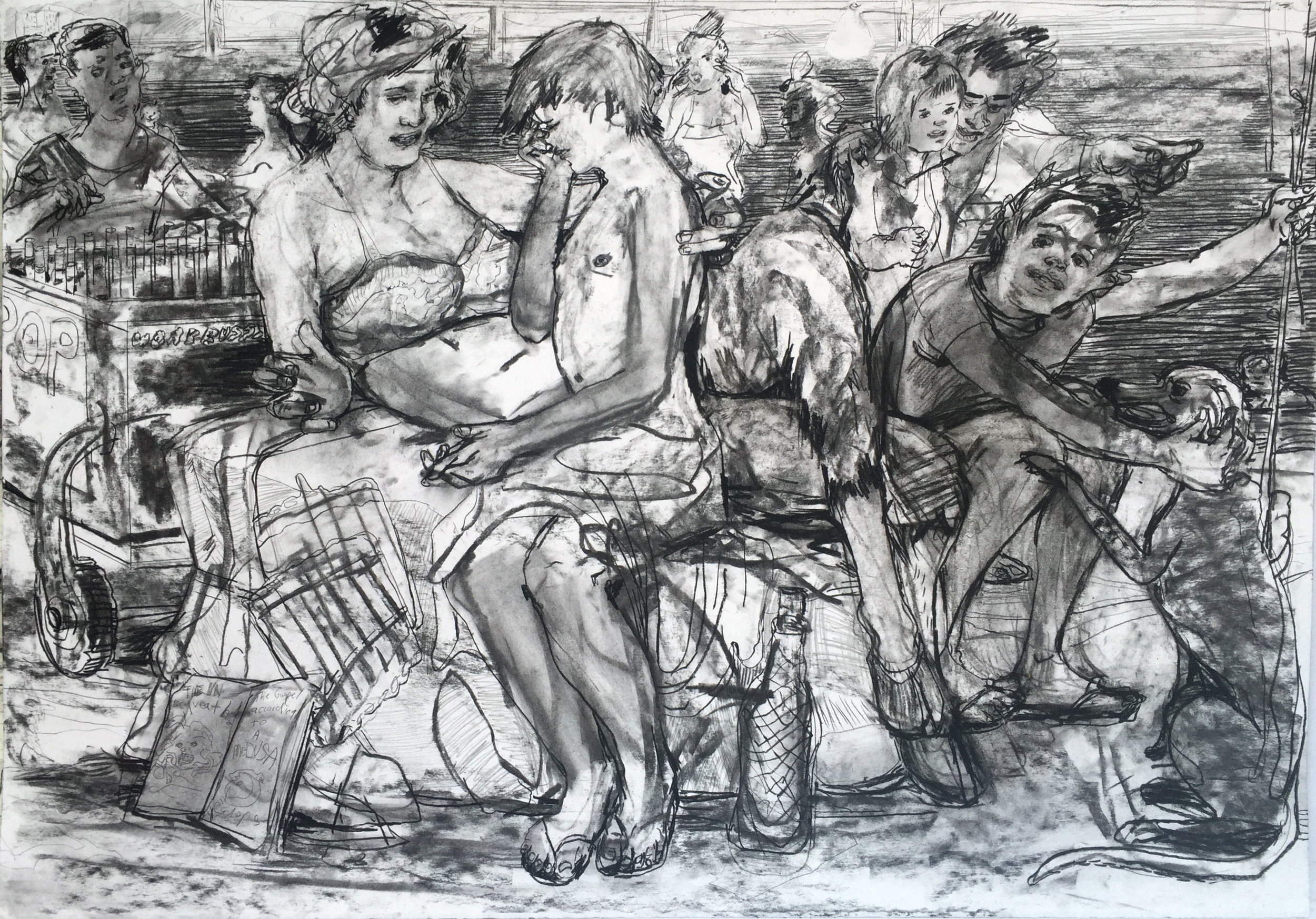 Beach Lessons?  28 by 40 inches charcoal on paper 2017.jpg