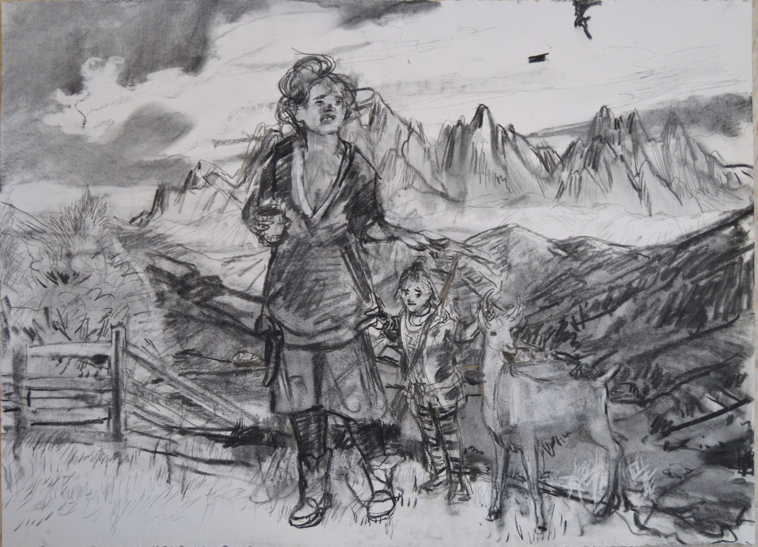 Amber Goat charcoal 28 by 40 inches 2016.jpg